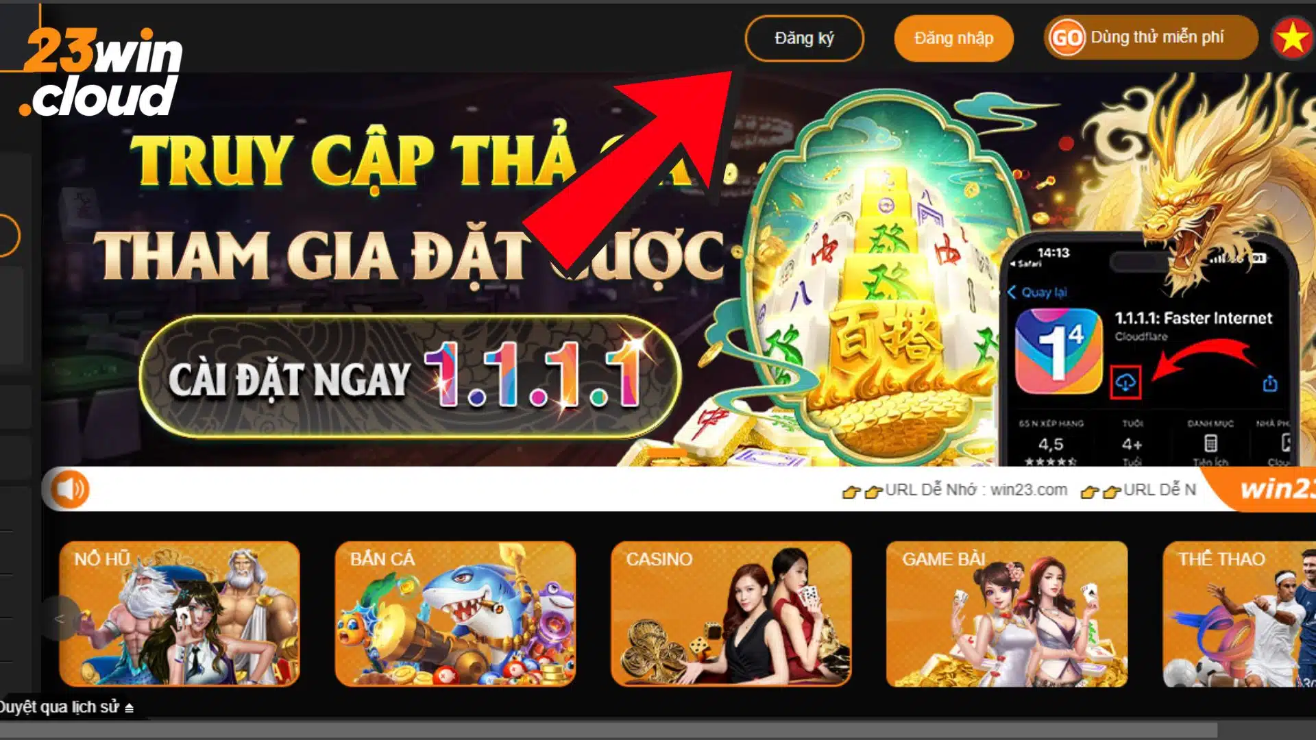 Truy cập mục đăng ký 23Win